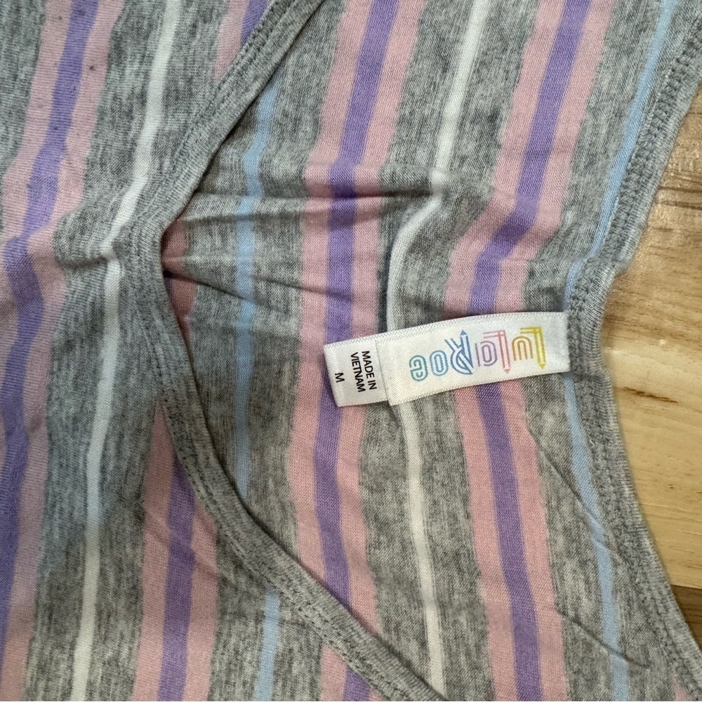 Lularoe Striped Gray and Pink T-Shirt - Picture 2 of 2